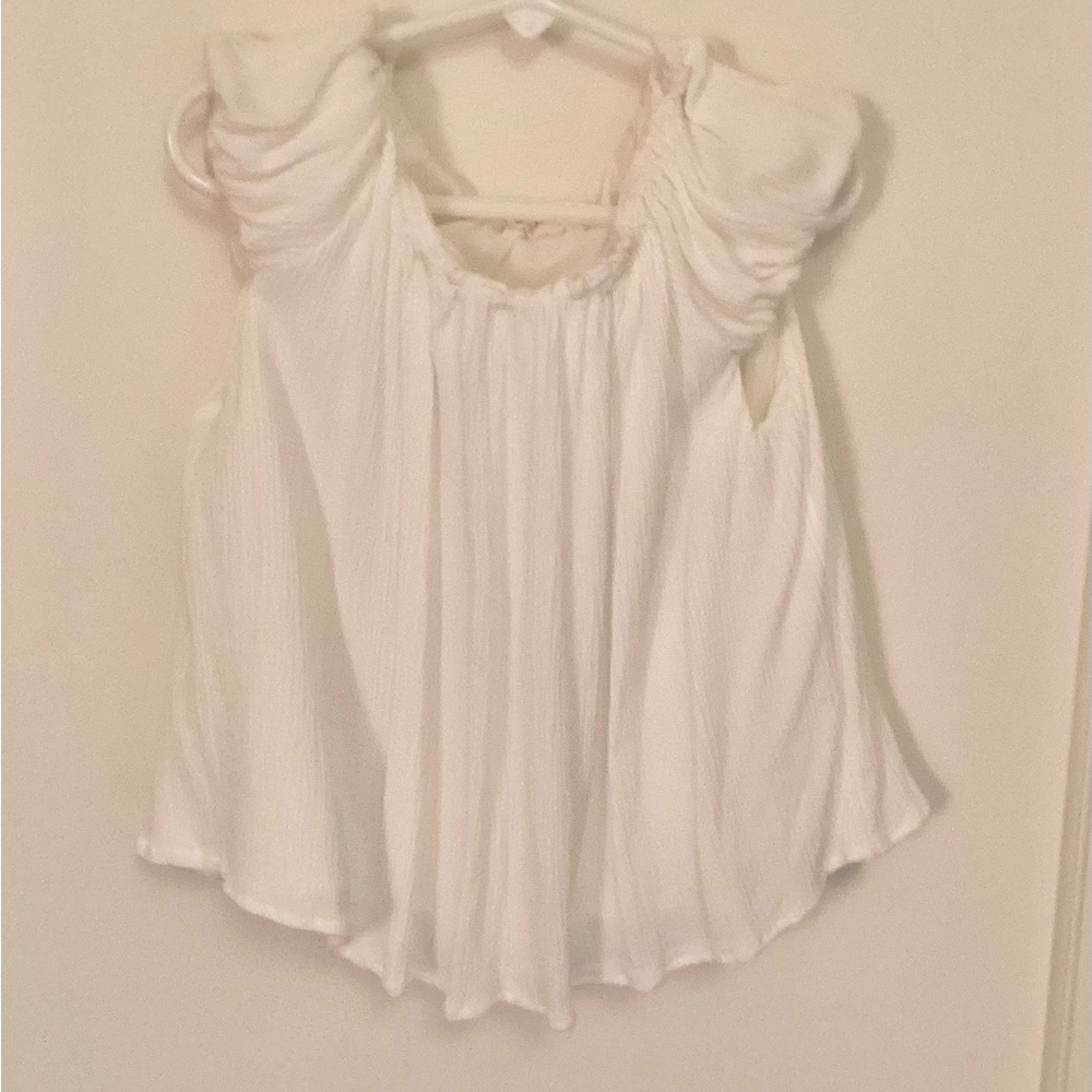 Mango White Ruffled Blouse with Relaxed Fit